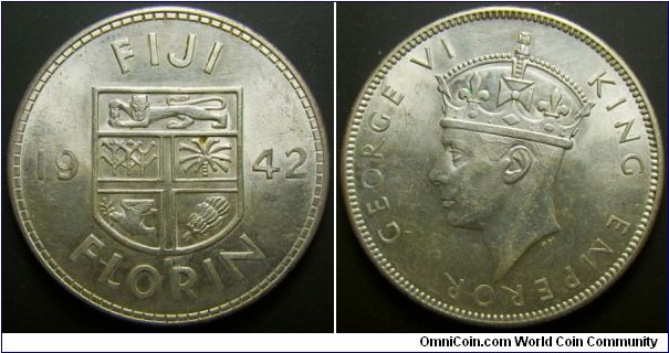 Fiji 1942 1 florin. Nice condition. 