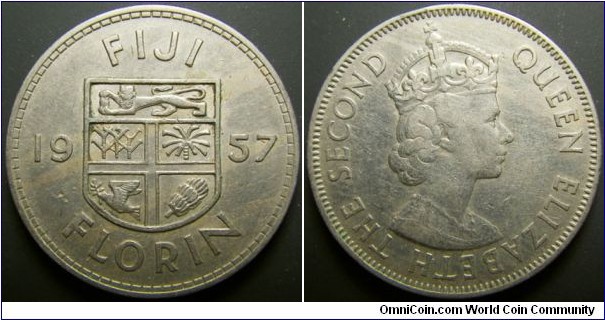 Fiji 1957 1 florin. 