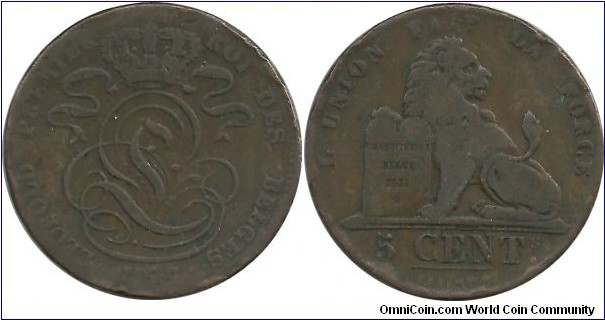 Belgium 5 Centimes 1847