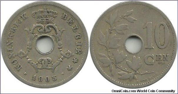 Belgium 10 Centimen 1903-Dt