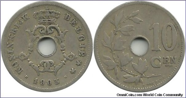 Belgium 10 Centimen 1903-Dt