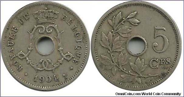 Belgium 5 Centimes 1904-Fr