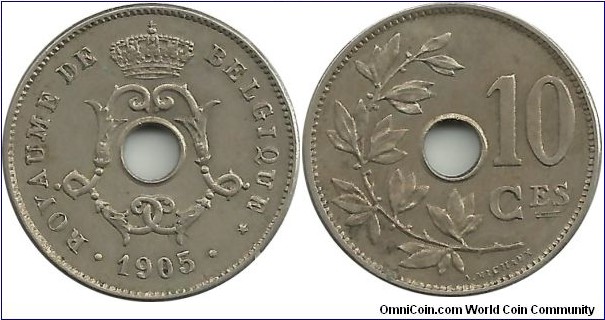 Belgium 10 Centimes 1905-Fr