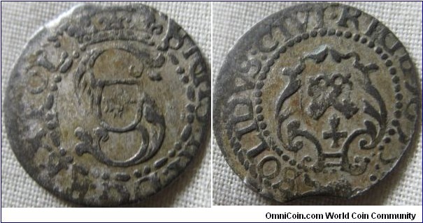 1598(?), off centre struck clipped planchet solidus, great deatails, a few legend Errors, and part of date off the edge so hard to date.