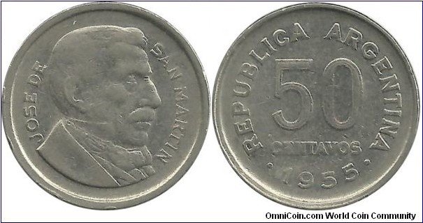 Argentina 50 Centavos 1955