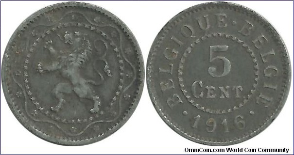 Belgium 5 Centimes 1916