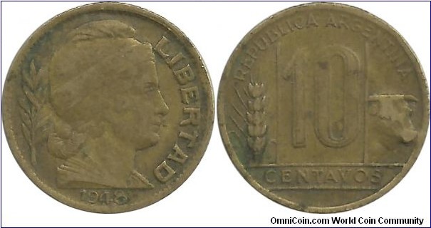 Argentina 10 Centavos 1948