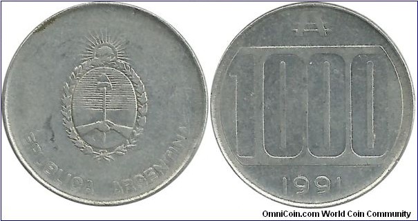 Argentina 1000 Australes 1991