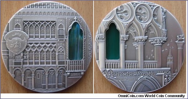 10 Dollars - Tiffany Art Venetian Gothic - 2 oz 0.999 silver antique finish - mintage 999 pcs only