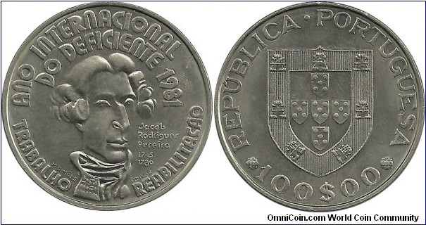 Portugal 100 Escudos 1981-Year of Disabled Persons