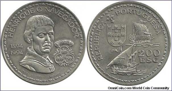Portugal 200 Escudos 1994-Prince Henrique the Navigator
