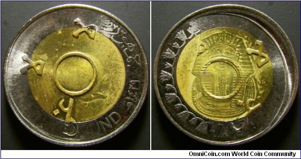 Egypt 1 pound - overstruck to be cancelled. Plated steel. Weight: 8.47g.