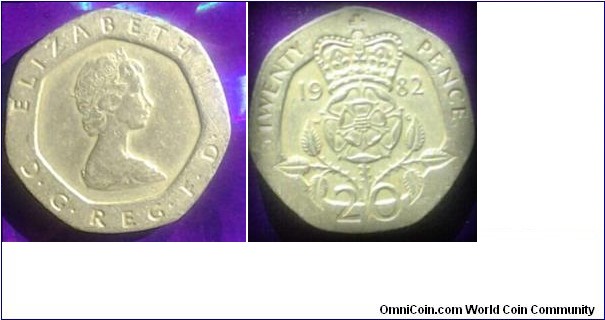 20 TWENTY PENCE ELIZABETH II  D•G•REG•F•D•