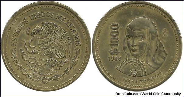 Mexico 1000 Pesos 1988