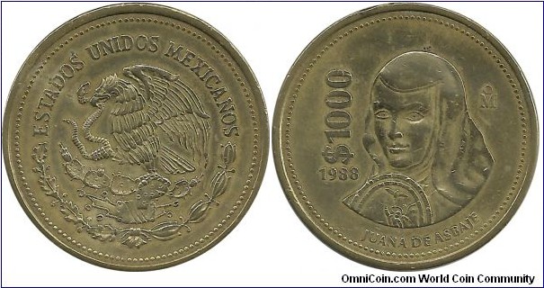 Mexico 1000 Pesos 1988