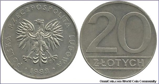 Poland 20 Zlotych 1989