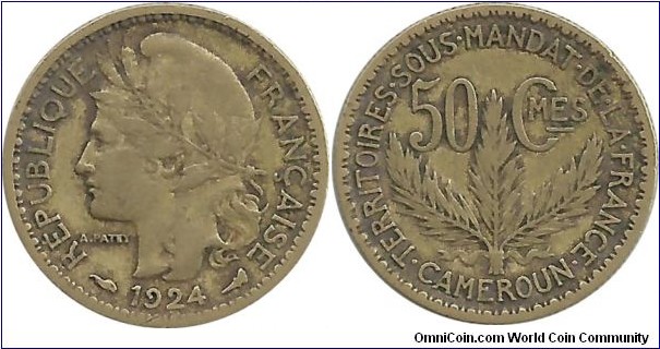 Cameroun-French 50 Centimes 1924