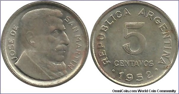 Argentina 5 Centavos 1952
