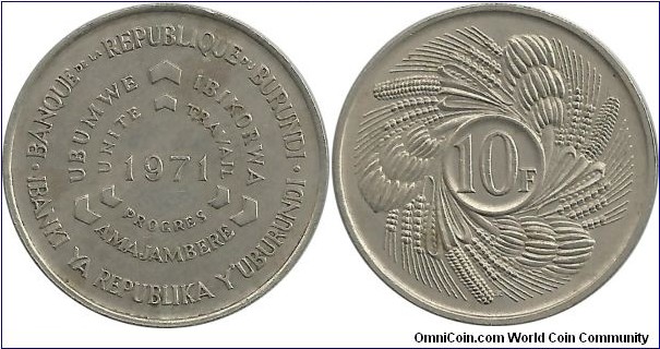 Burundi 10 Francs 1971