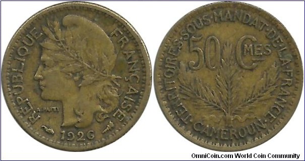 Cameroun-French 50 Centimes 1926