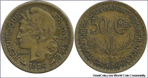 Cameroun-French 50 Centimes 1926