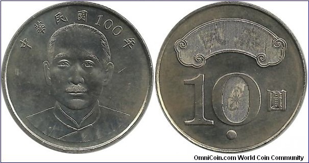 Taiwan 10 Yuan 100(2011)