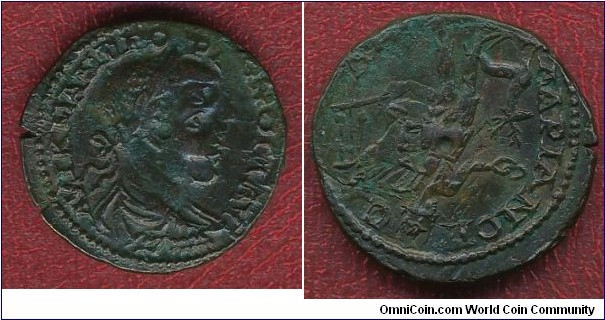 Rome Gordian III
(238-244)Hadrianopolis double strike. Head with third eye