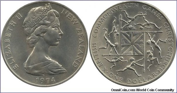 NewZealand 1 Dollar 1974-Commonwealth Games