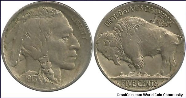 USA 5 Cents 1913-Buffalo (first year, Philadelphia mint)