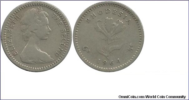Rhodesia 6D-5cents 1964