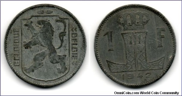 1 Franc, Belgium, German Occupation WWII