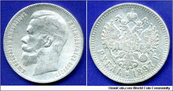 1 Roubl.
Russian Empire.
Nicolaus II (1894-1917).
(**) - Paris mint.
Mintage 26,000,000 units.


Ag900f. 19,996gr.