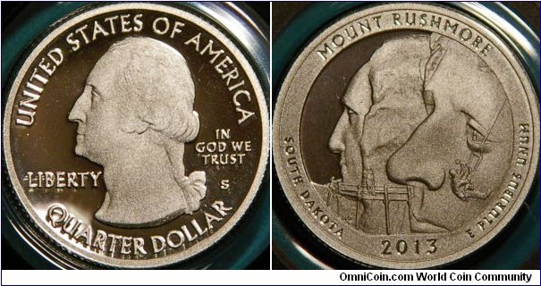 Mount Rushmore, South Dakota. America the Beautiful Quarters program. Ag