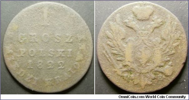 Poland under Russian occupation 1822 1 grosz. Weight: 2.74g. 