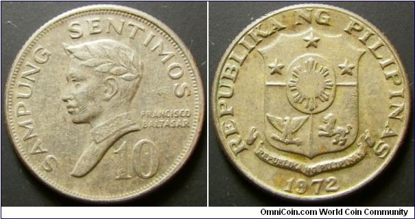 Philippines 1972 10 centavos. Weight: 1.98g. 