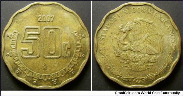 Mexico 2007 50 centavos. Weight: 4.44g. 