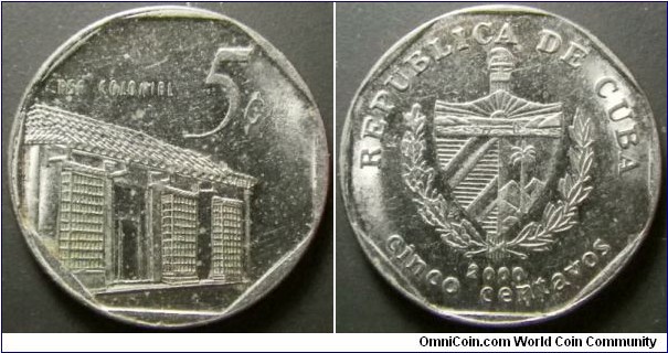 Cuba 2000 5 centavos. Weight: 2.70g. 