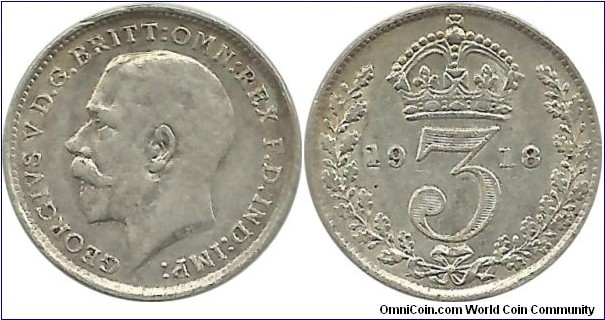 GreatBritain 3 Pence 1918