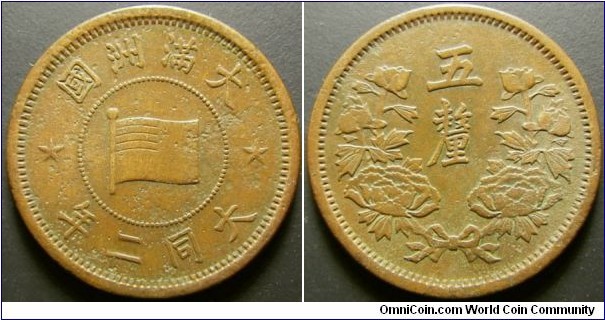 China Manchukuo Province 1933 5 li. Tough coin to find. Weight: 3.34g. 