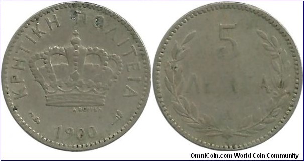 CreteIsland 5 Lepta 1900A