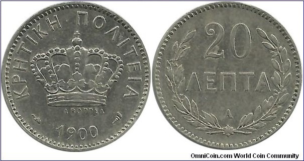 CreteIsland 20 Lepta 1900A