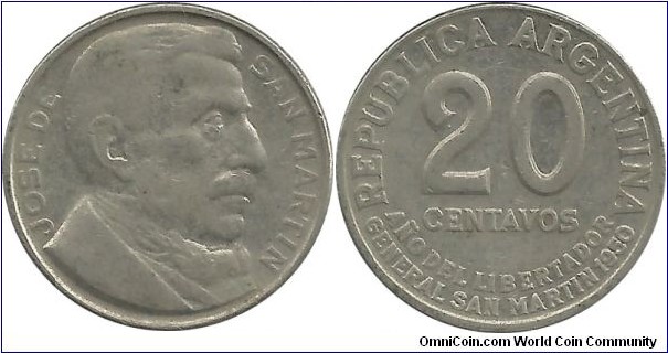 Argentina 20 Centavos 1950-comm