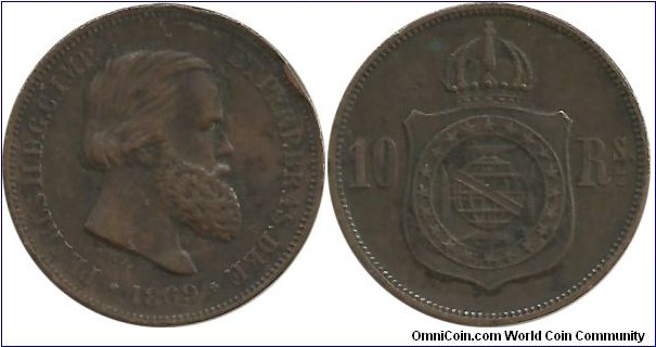 Brazil-Empire 10 Reis 1869