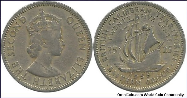 BritishCaribbean Territories 25 Cents 1955