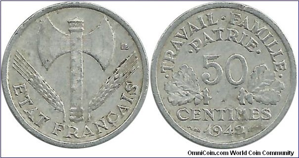 France 50 Centimes 1942-EF