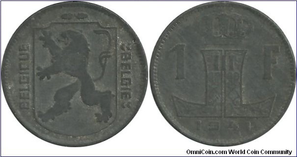 Belgium 1 Franc 1941(Fr-Dt)