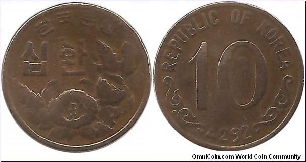 Korea-South 10 Hwan 4292(1959)