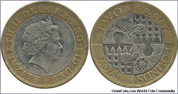 UKingdom 2 Pounds 2007-Union between England and Scotland