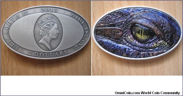 2 Dollars - Crocodile eye - 31.1 g Ag .999 antique finish - mintage 1,000