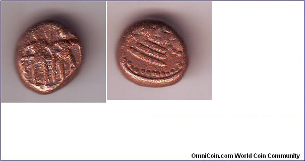 RAREST THANJAVUR NAYAKS OBV( RAMA & SITA ) & REV(SIVALINGA) COPPER COIN